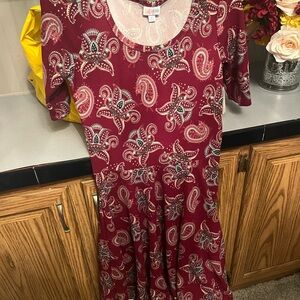 LuLaRoe Burgundy Paisley Long Sleeve Dress